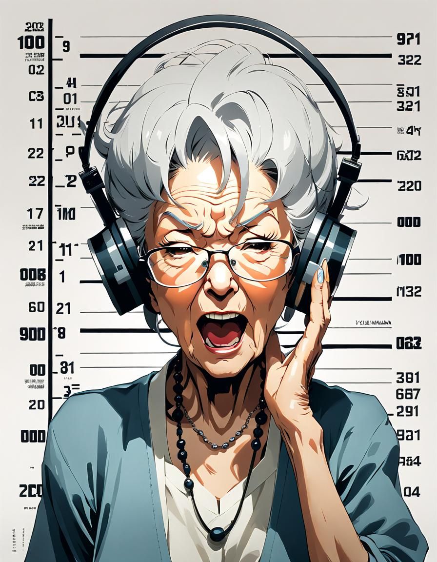 Anime Style Old Woman with Loudspeaker