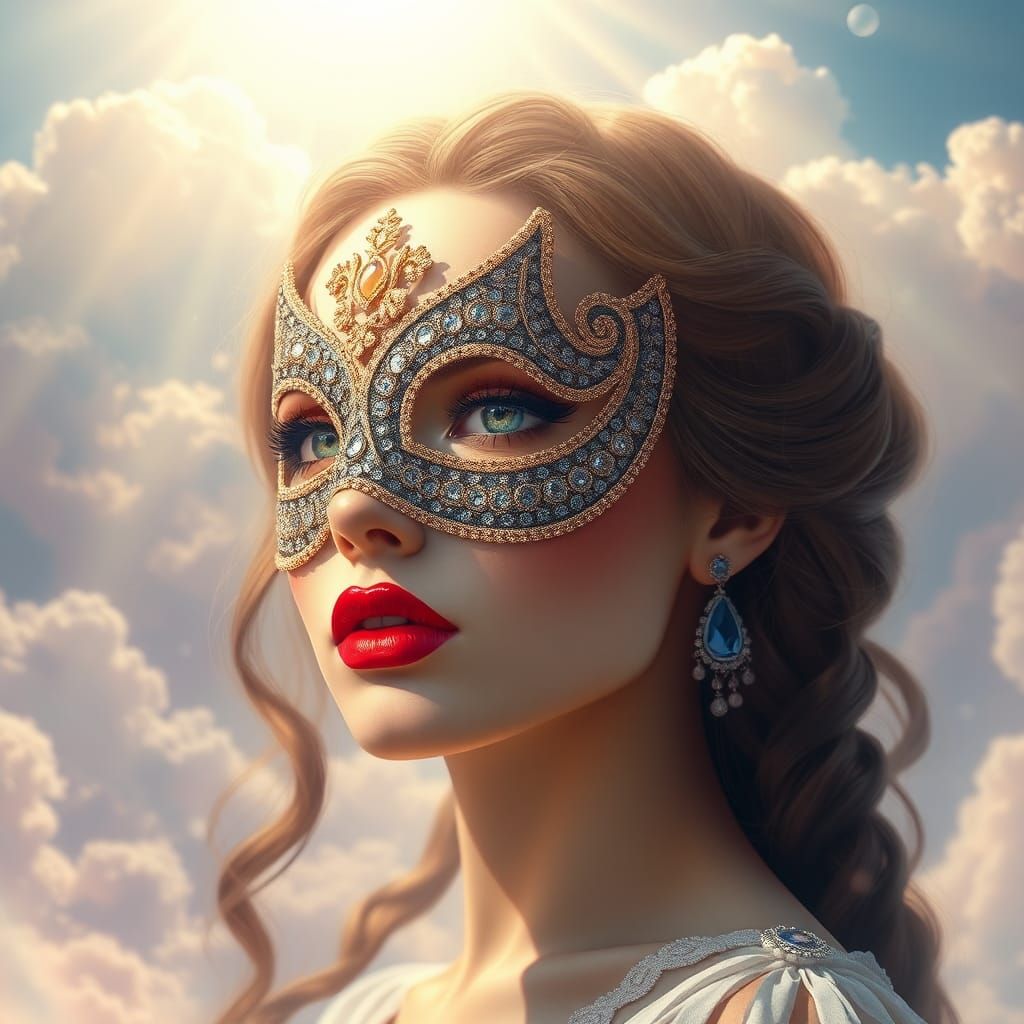 Woman in Mask: A Digital Art Portrait