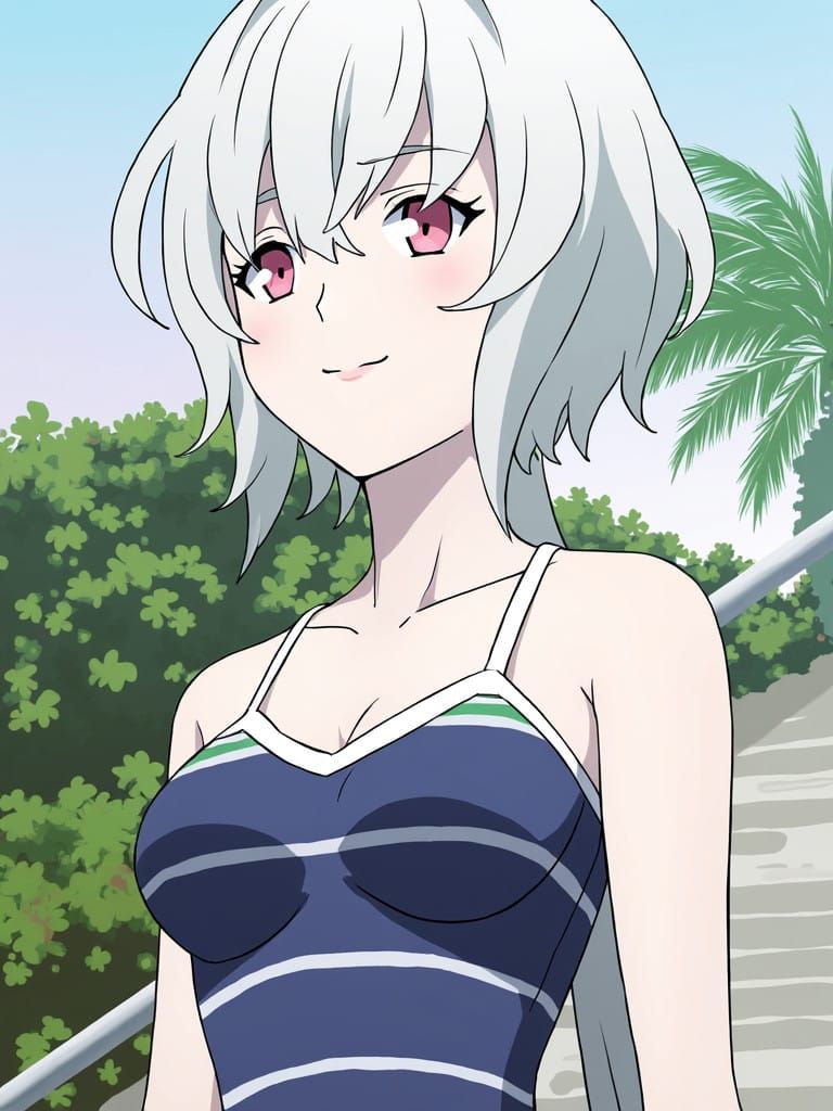 Confident Beach Goddess in Vibrant Swimsuit