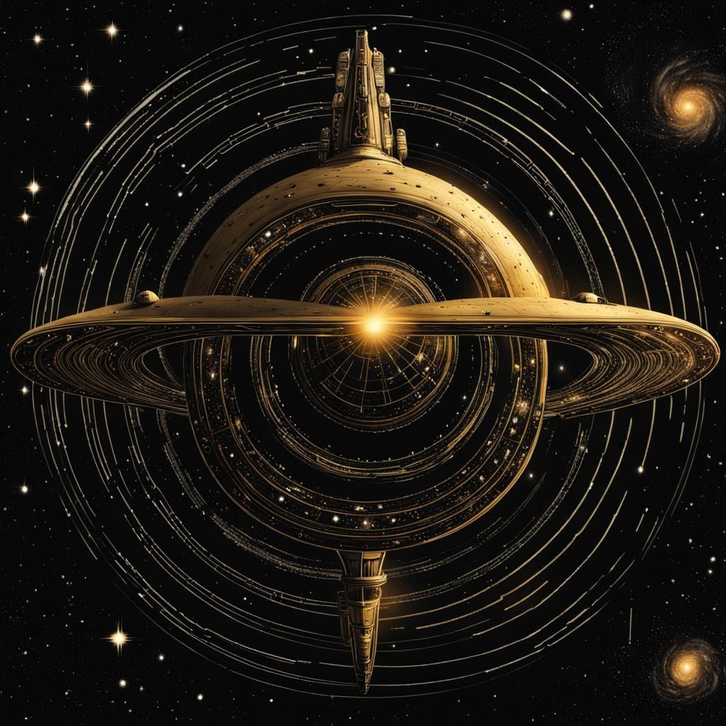 Enormous Gold Spaceship Approaching Milky Way