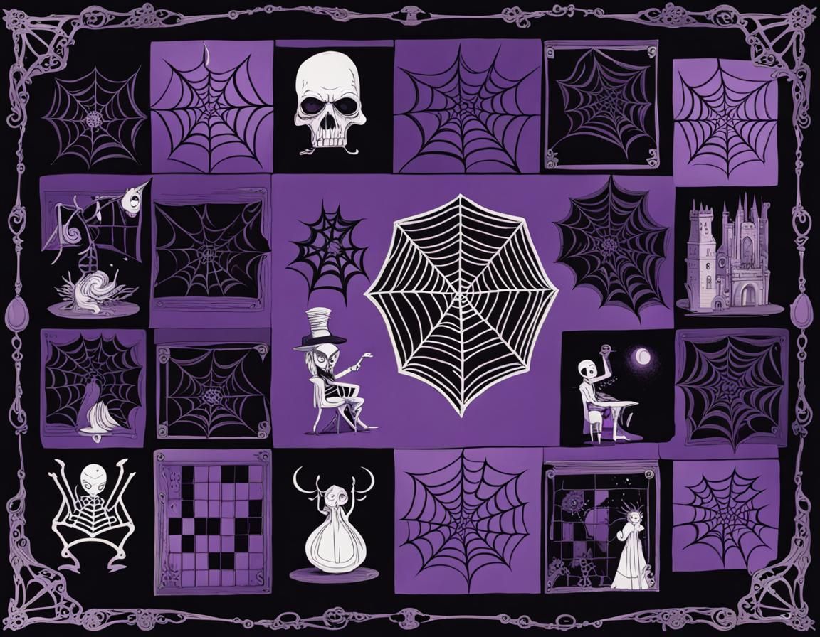 Gothic Steampunk Chessboard: A Moonlit Tim Burton Scene