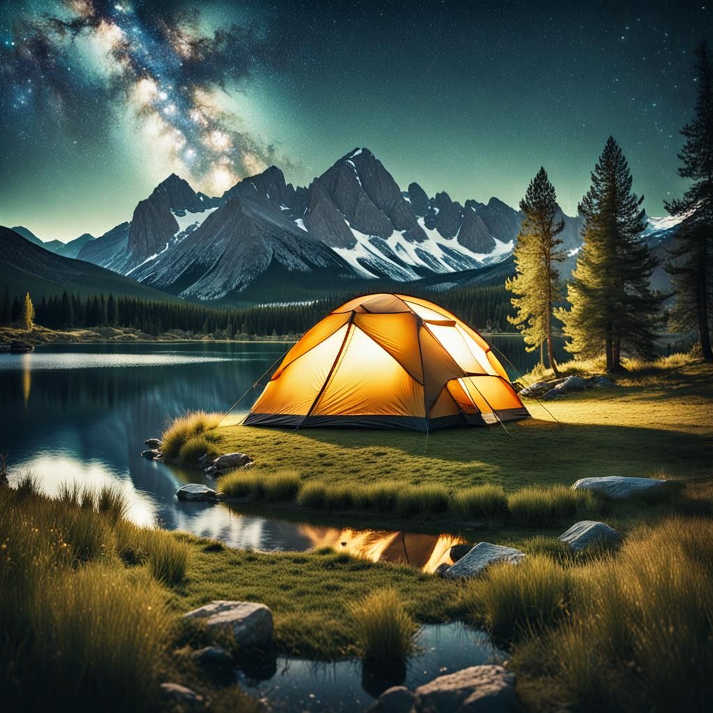 Starry Night Camping in the Rocky Mountains
