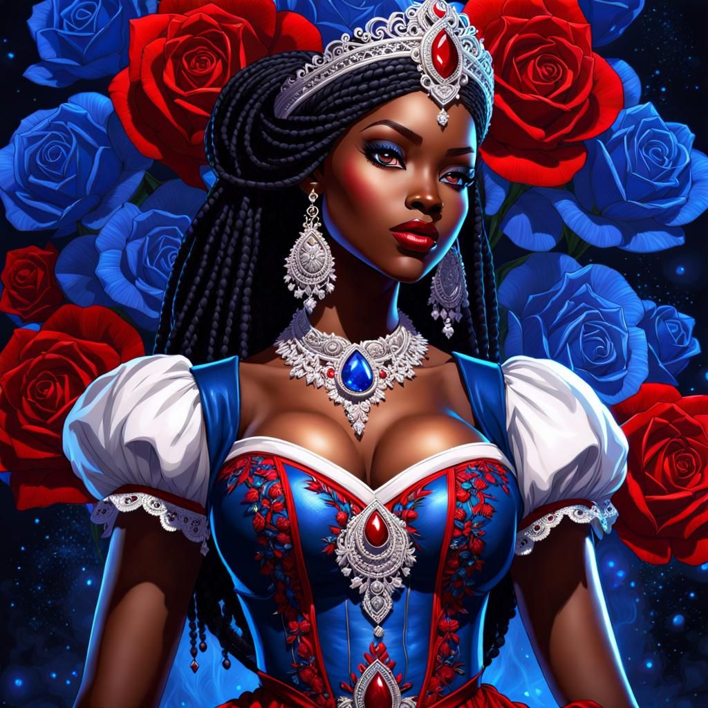 Gothic Nigerian Princess in Splash Art Style