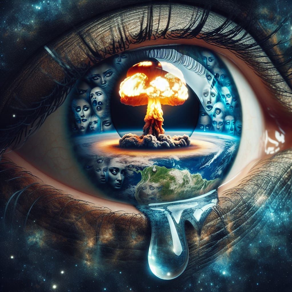 A Tearful Earth Weeps in Cosmic Space