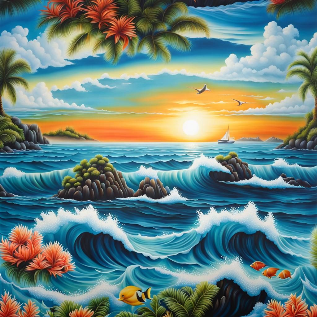 Airbrush Ocean Painting: A Beautiful Seascape