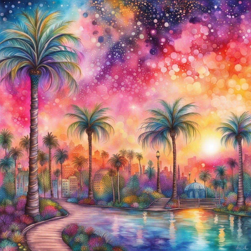 Enchanted City Park: Whimsical Watercolor Paradise