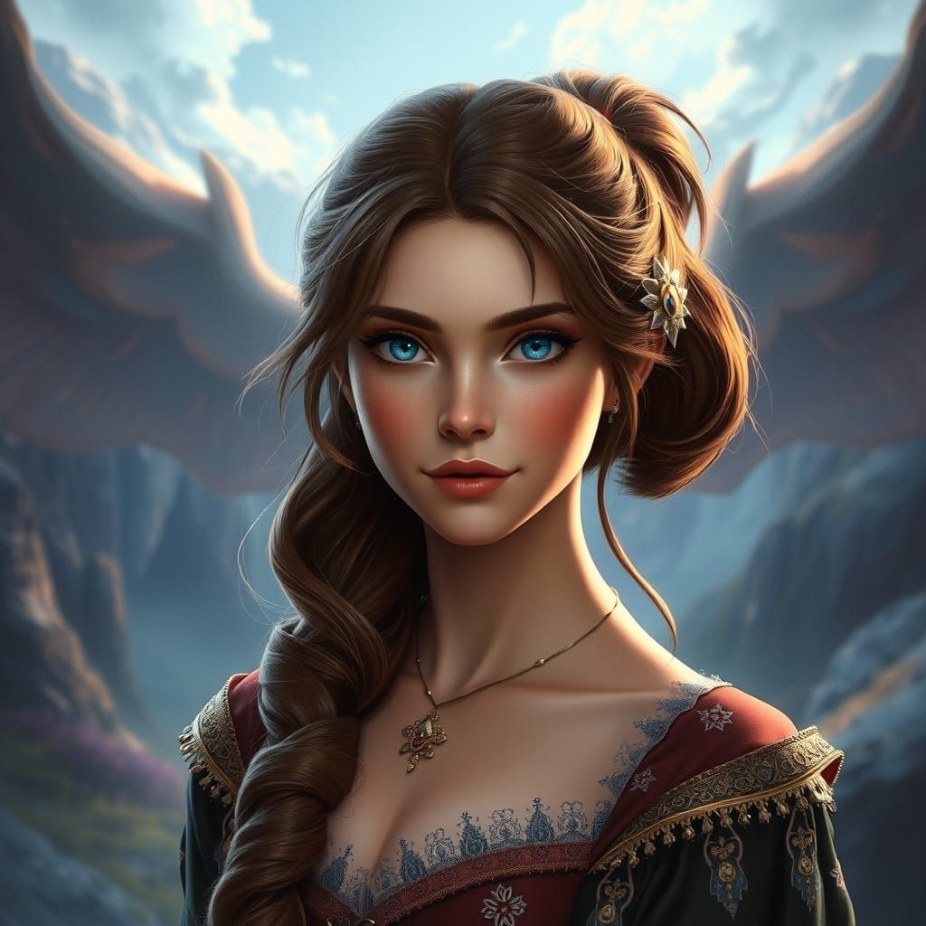 Regal Fantasy Princess in Half Ponytail