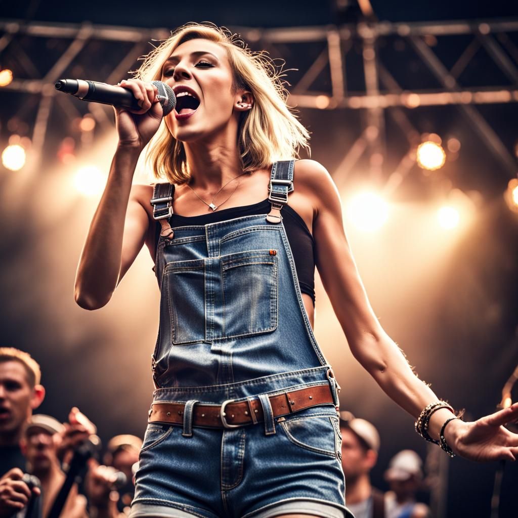 Pop Star Singing at Music Festival in HDR