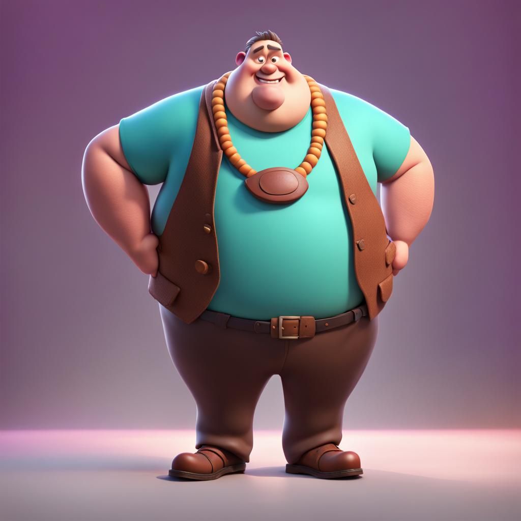 Pixar-Style 3D Rendering of a Fat Man