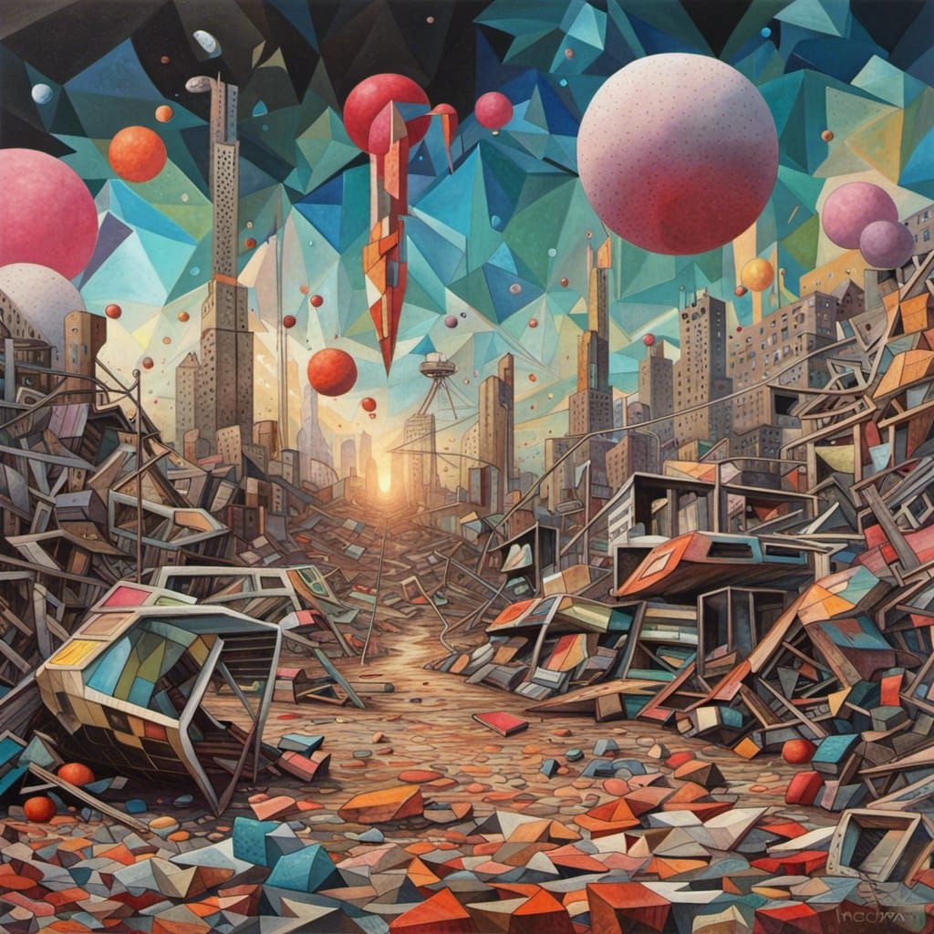 Post-Apocalyptic Wonderland in Geometric Abstract Style