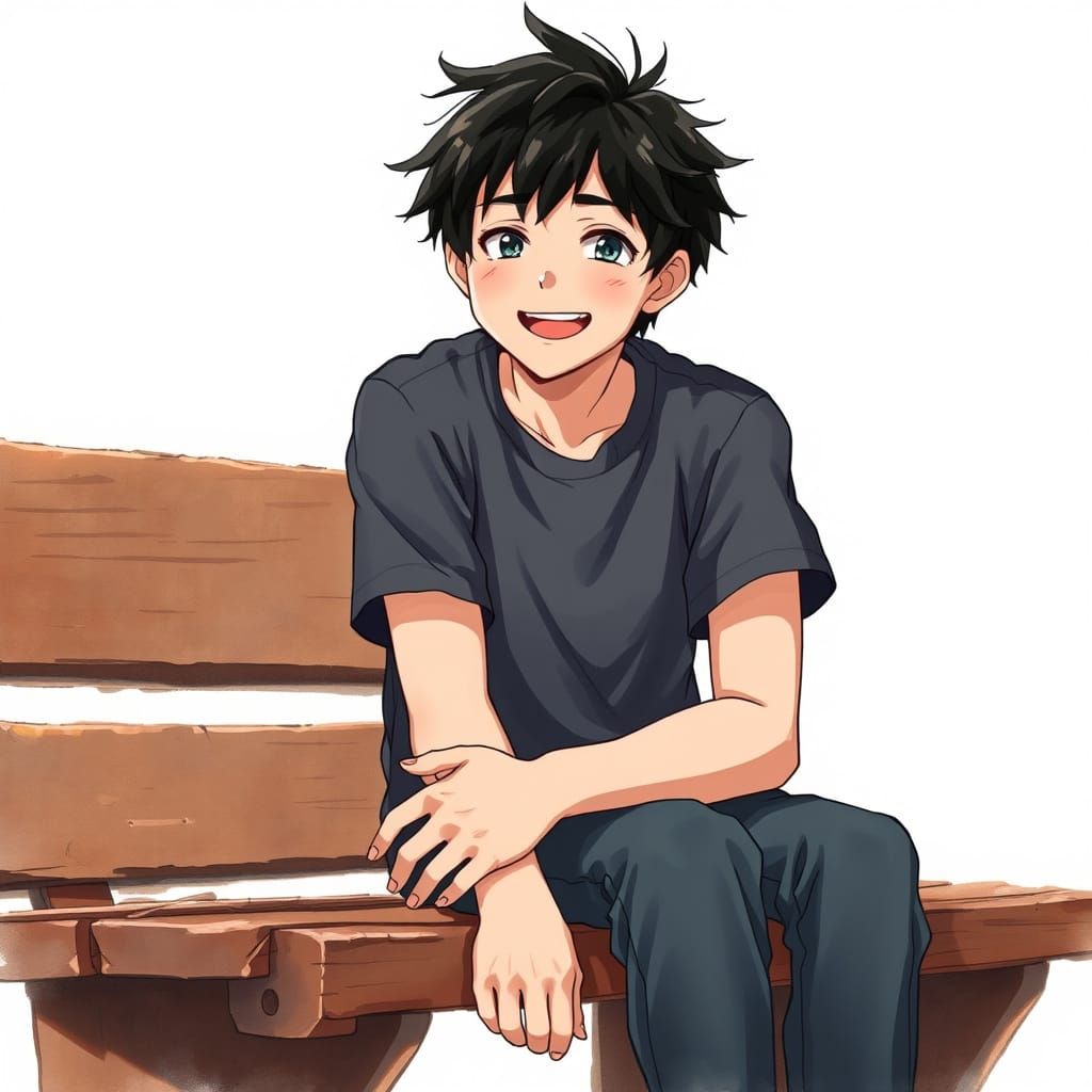 Happy Teen Boy in Watercolor-Inspired Setting