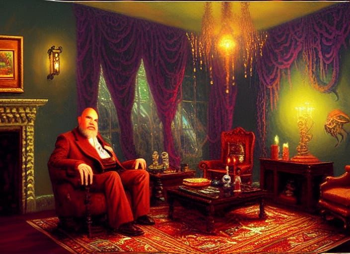 Cthulhu in Living Room as Luminist Painting