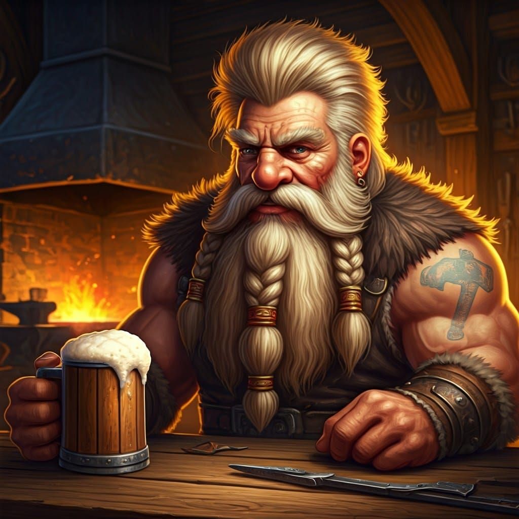 Mighty Dwarf Craftsman in Warm Forge Ambiance