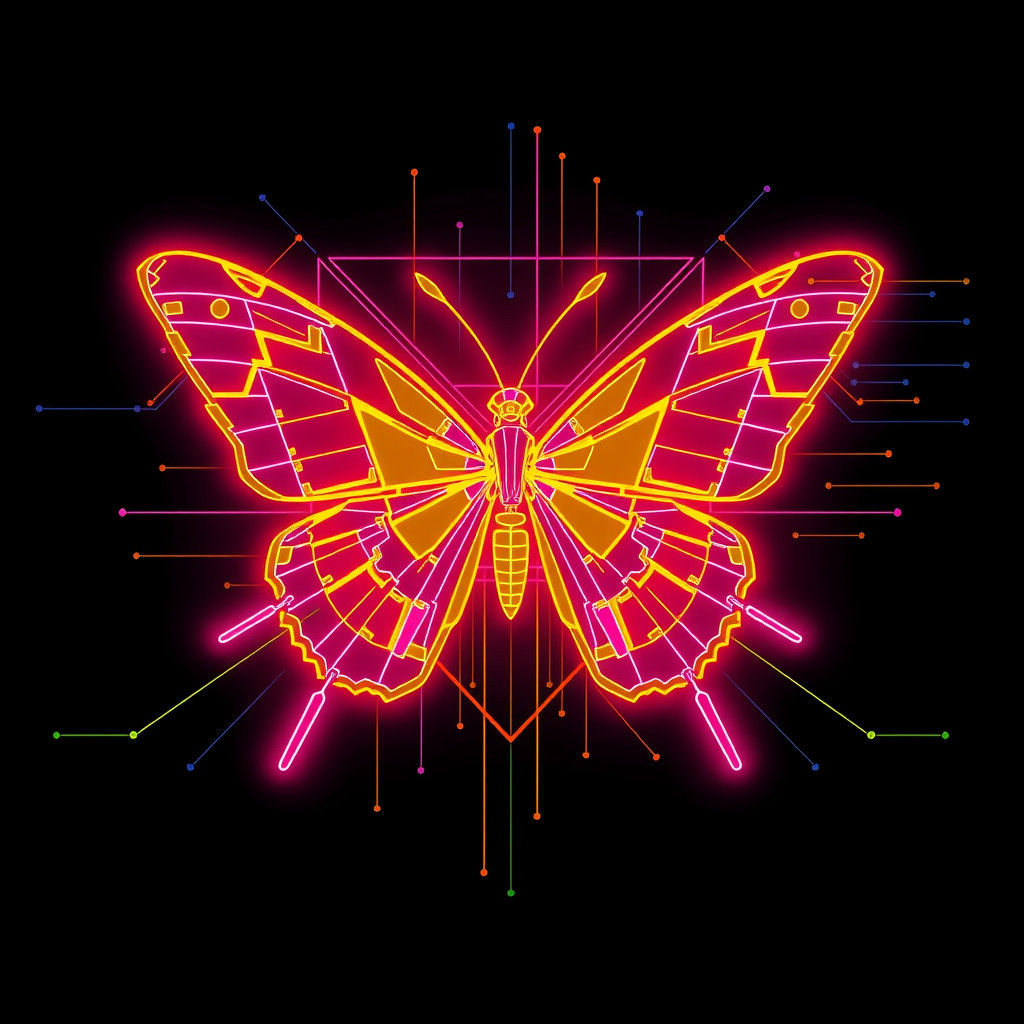 Neon Gridline Butterfly: A Cyberpunk Abstraction