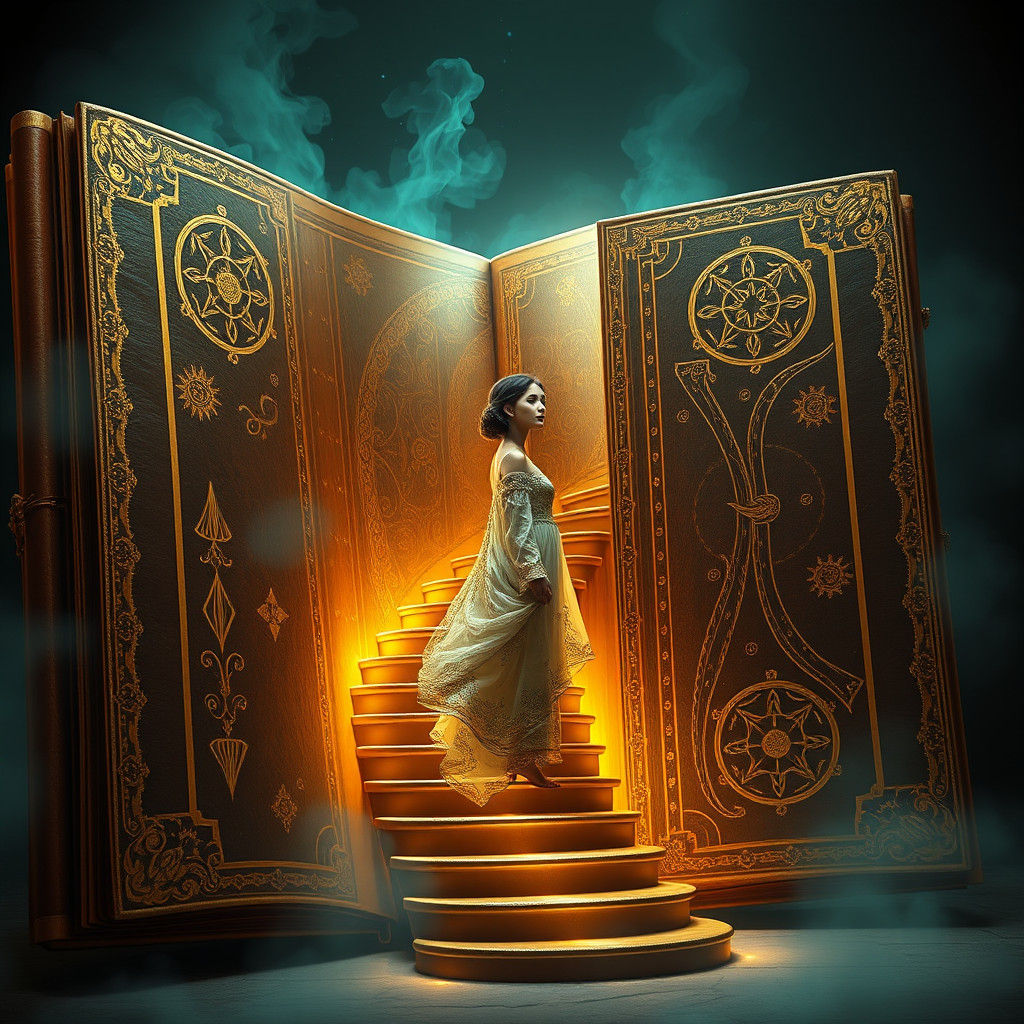 Colossal Book with Staircase, Inspired by Artgerm