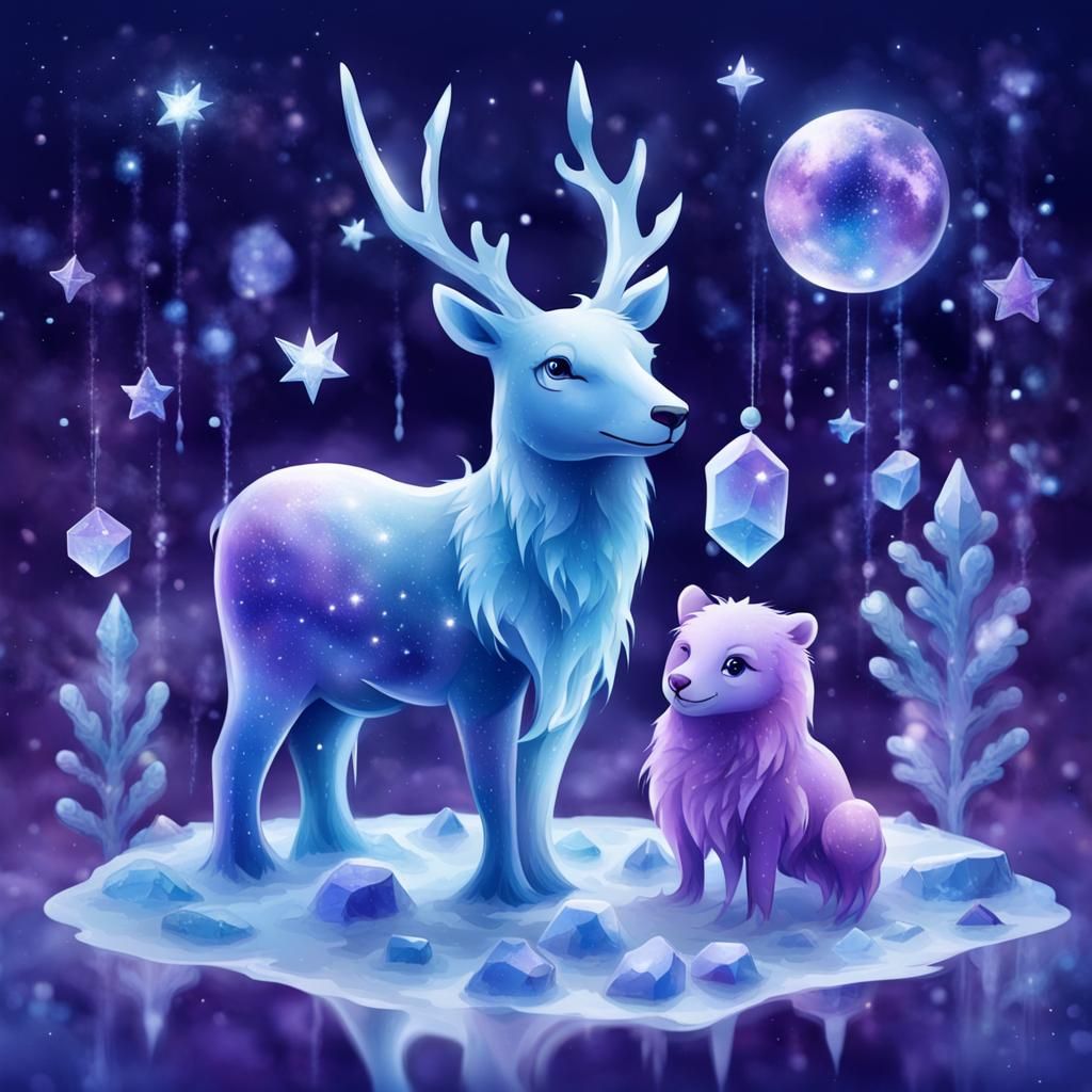 Magical Ice Art Under Starry Night