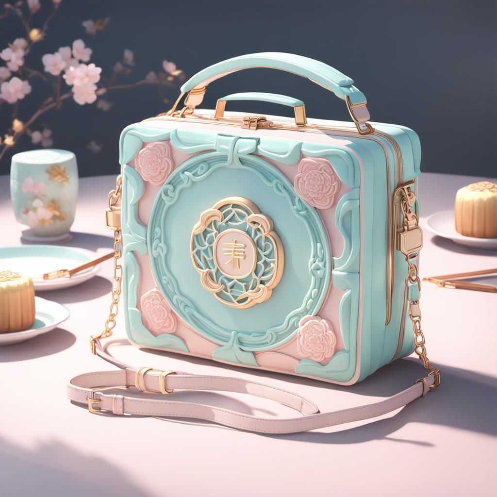 Mooncake Handbag in Anime Style, Chinese Decoration
