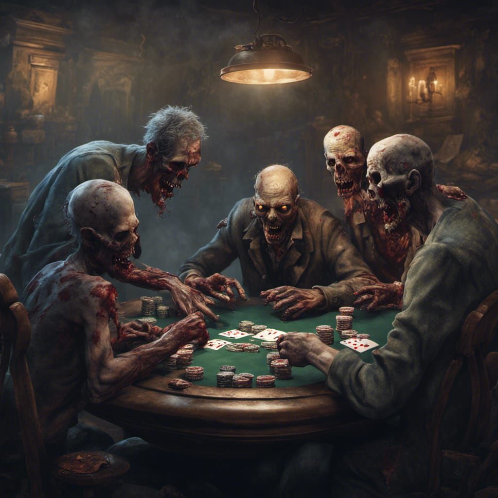 Zombies Playing Poker in Detailed Matte Painting