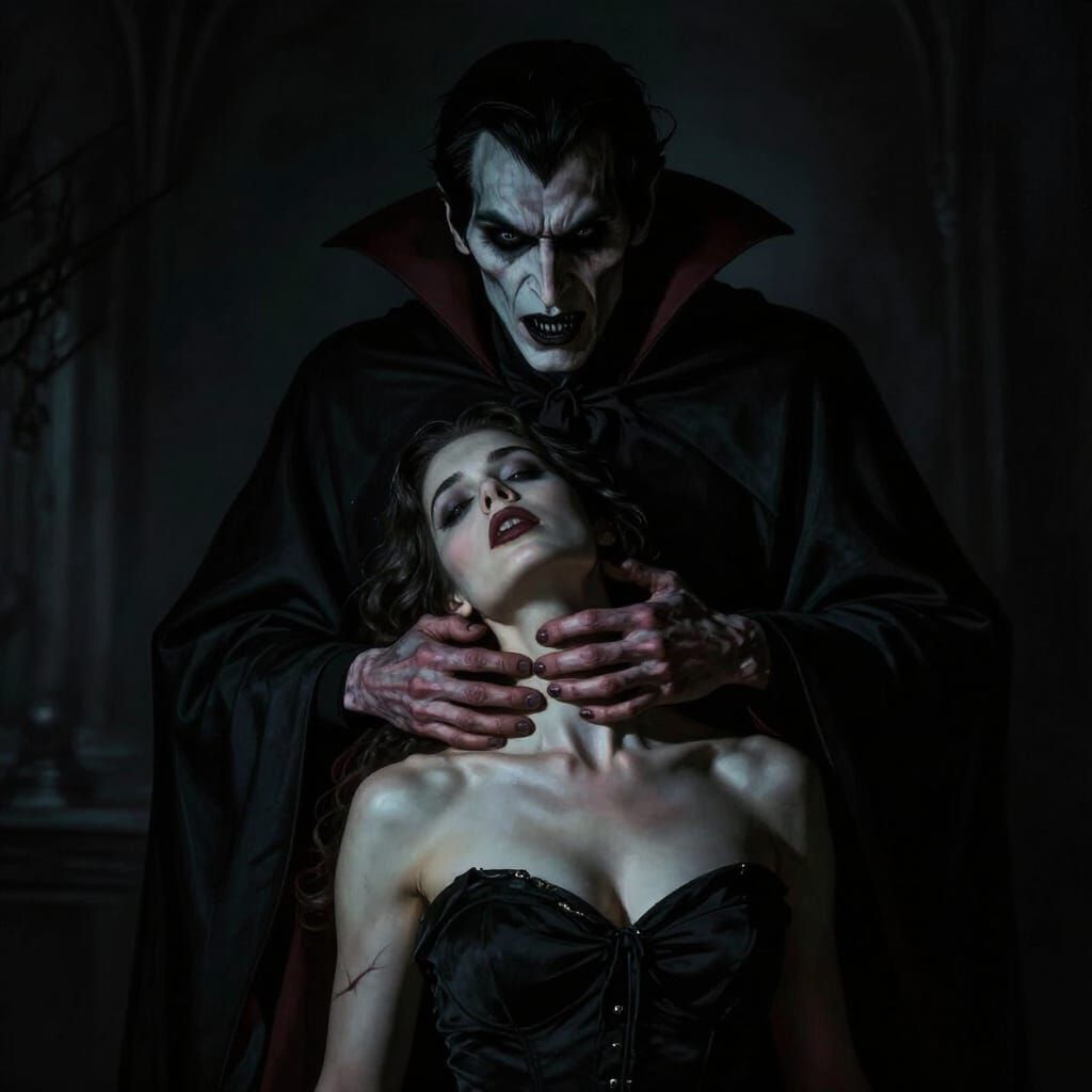 Gothic Horror Vampire Lurking in Shadow