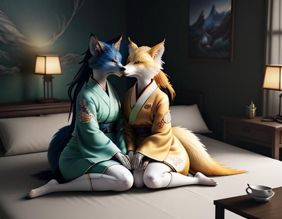 Kitsune Kiss: Intimate Manga-Inspired 3D Art