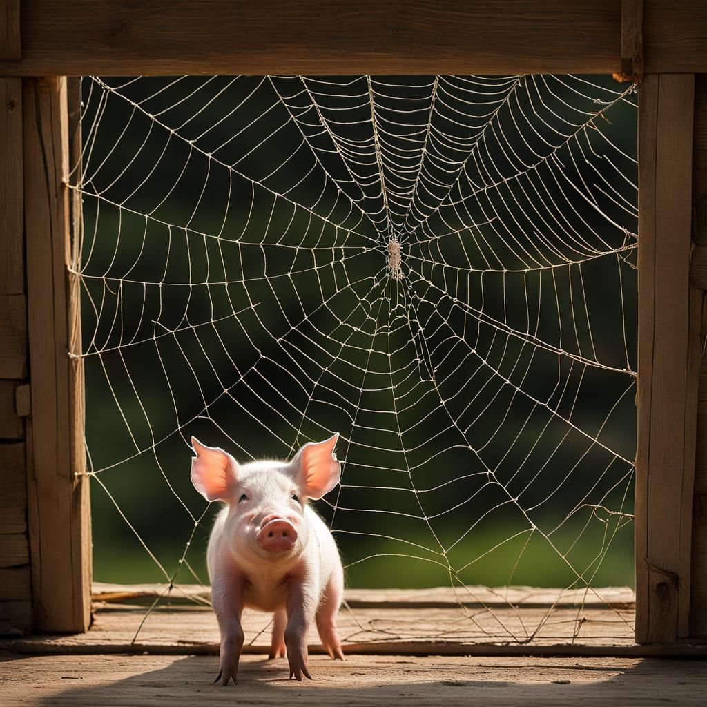 Intricate Spider Web Art in Farm Barn