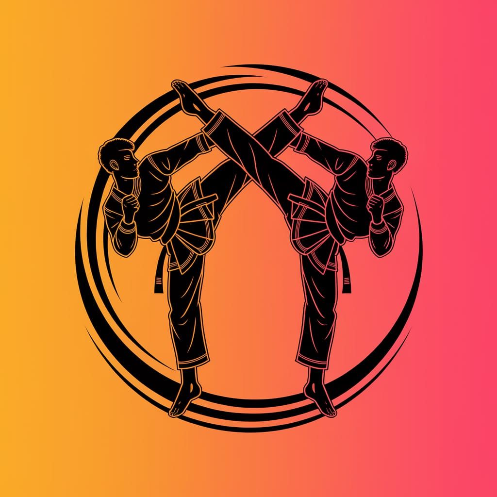 Taekwondo Fighters Vector Logo in Dynamic Silhouette Style