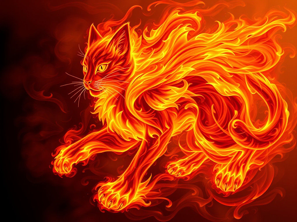 Fiery Feline: A Majestic Flame Cat
