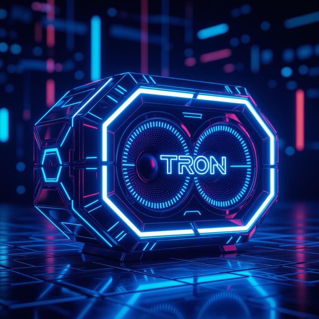 Futuristic Tron-Inspired Speaker with Neon Lights
