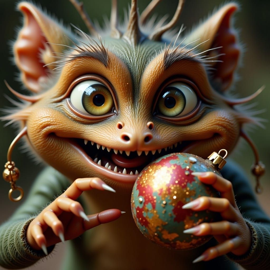 Whimsical Creature with Ornament in Painterly Style