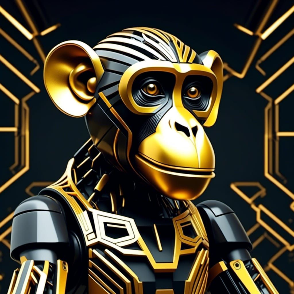 Bold Geometric Monkey Art in Hard Edge Style