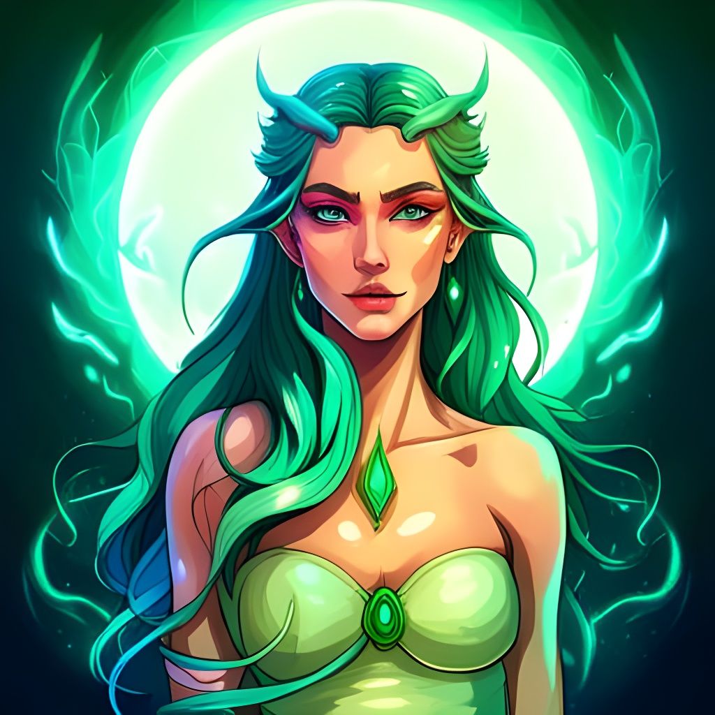 Ethereal Neon Anime Elf Goddess in Synthwave Style