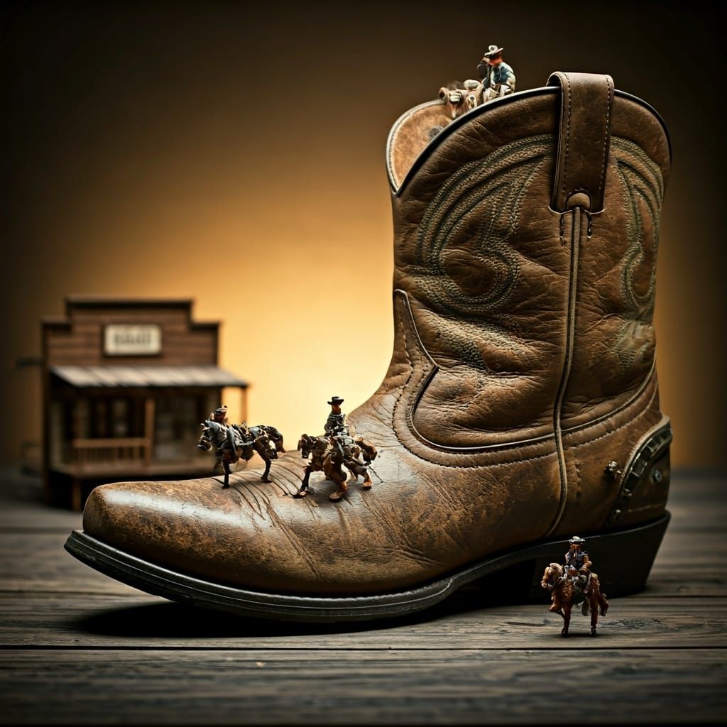 Miniature Wild West Town in Cowboy Boot