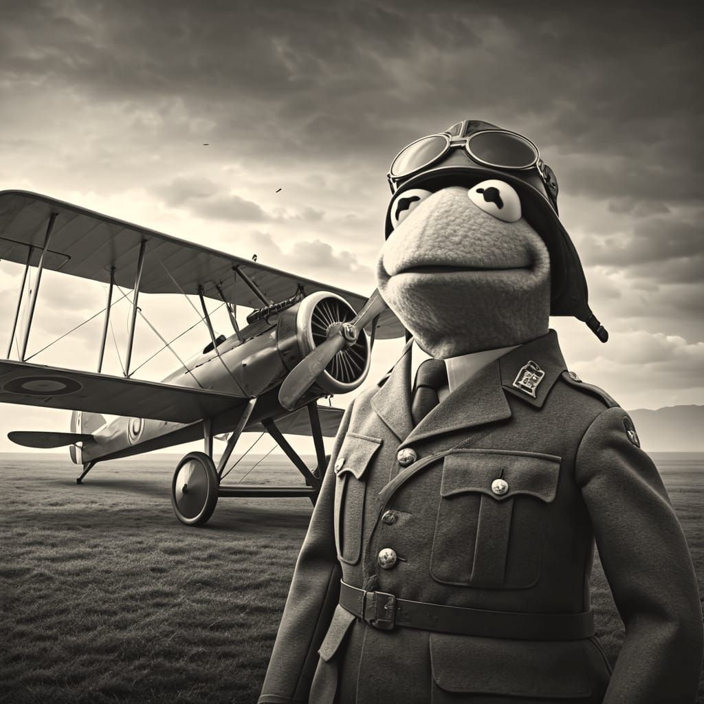 Kermit the Frog as WWI Royal Flying Corps Ace