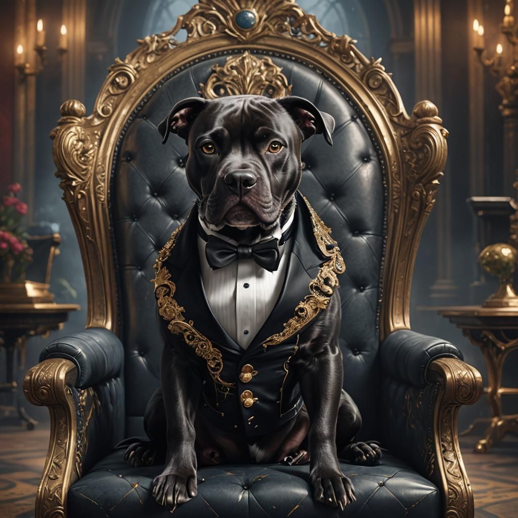 Pitbull in Tuxedo: Detailed Matte Painting