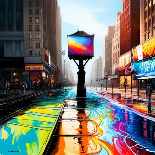 Rainbow Landscape in Graffiti Splash Art Style