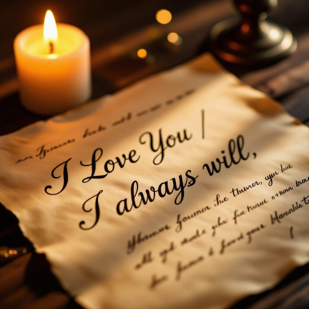Handwritten Love Note Illuminated by Candlelight