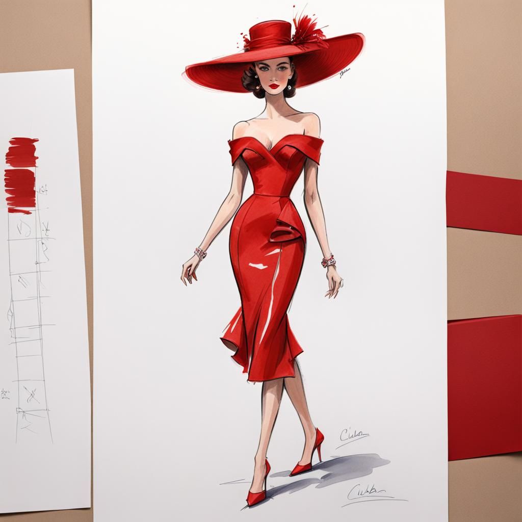 Haute Couture Sketch: "Cuba" Afternoon Dress