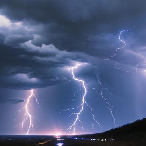 Dramatic Lightning Strike Over Landscape