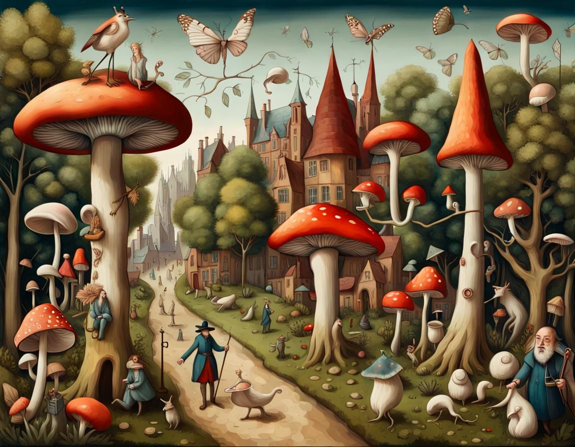 Surreal London Street Scene in Bosch Style