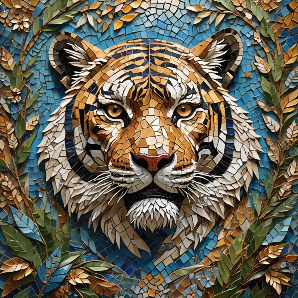 A Byzantine-Inspired Masterpiece: Luxurious Tiger Mosaic