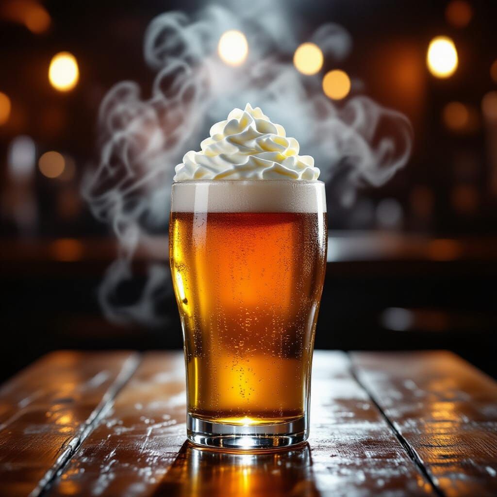 Frosty Cold Beer in Dimly Lit Bar