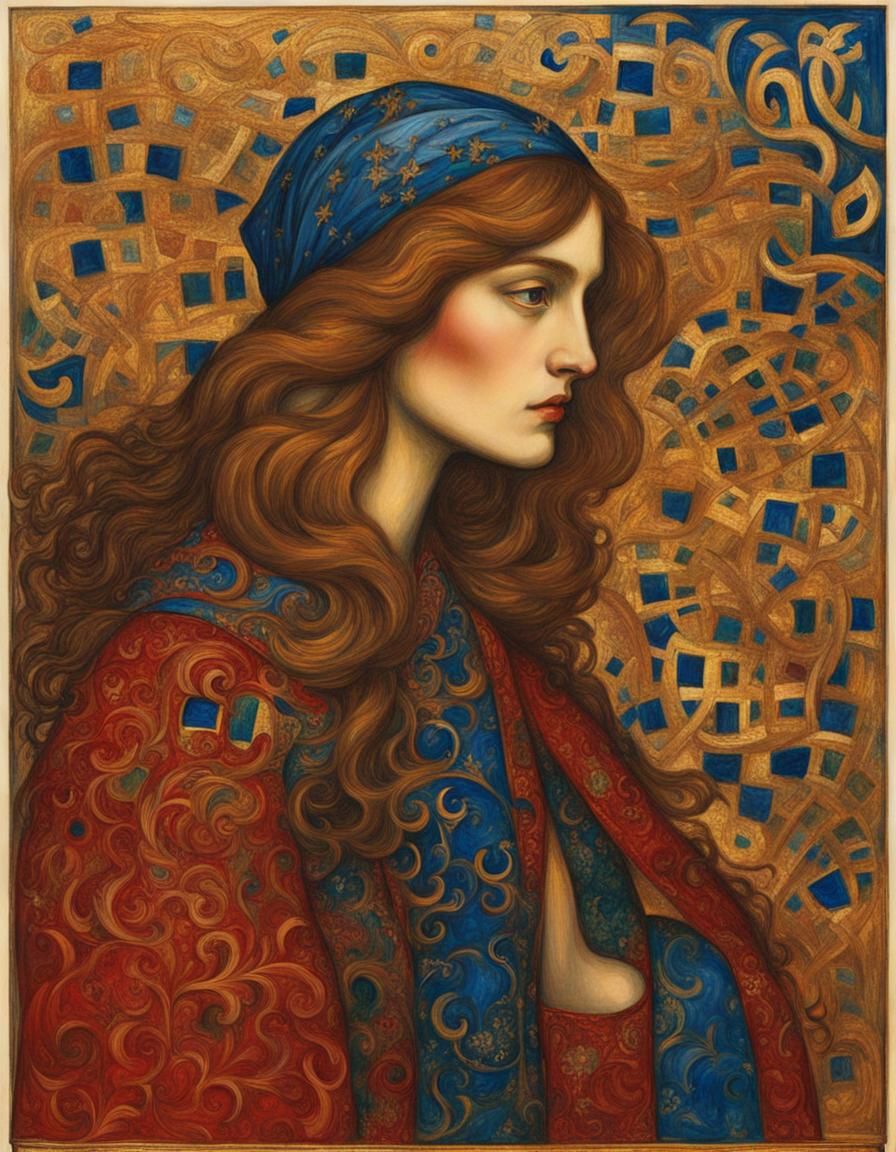 Guinevere in Style of Dante Gabriel Rossetti