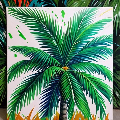 Emerald Gem Palm Trees in Graffiti Art Style