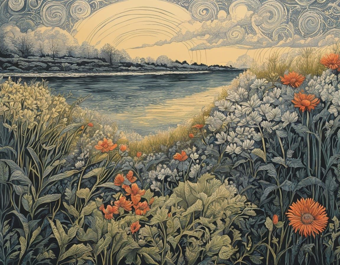 Intricate Linocut Handprints in Vibrant Colors