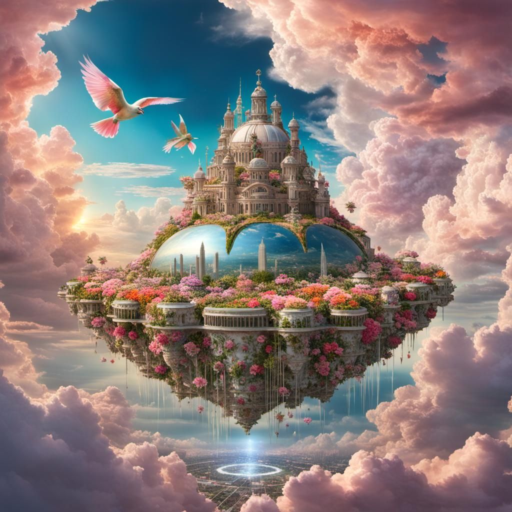 Utopian City: Glitch Art Floral Garden