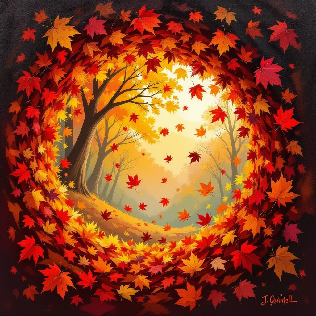 Autumn Leaves Vortex Graffiti in J. G. Quintel Style