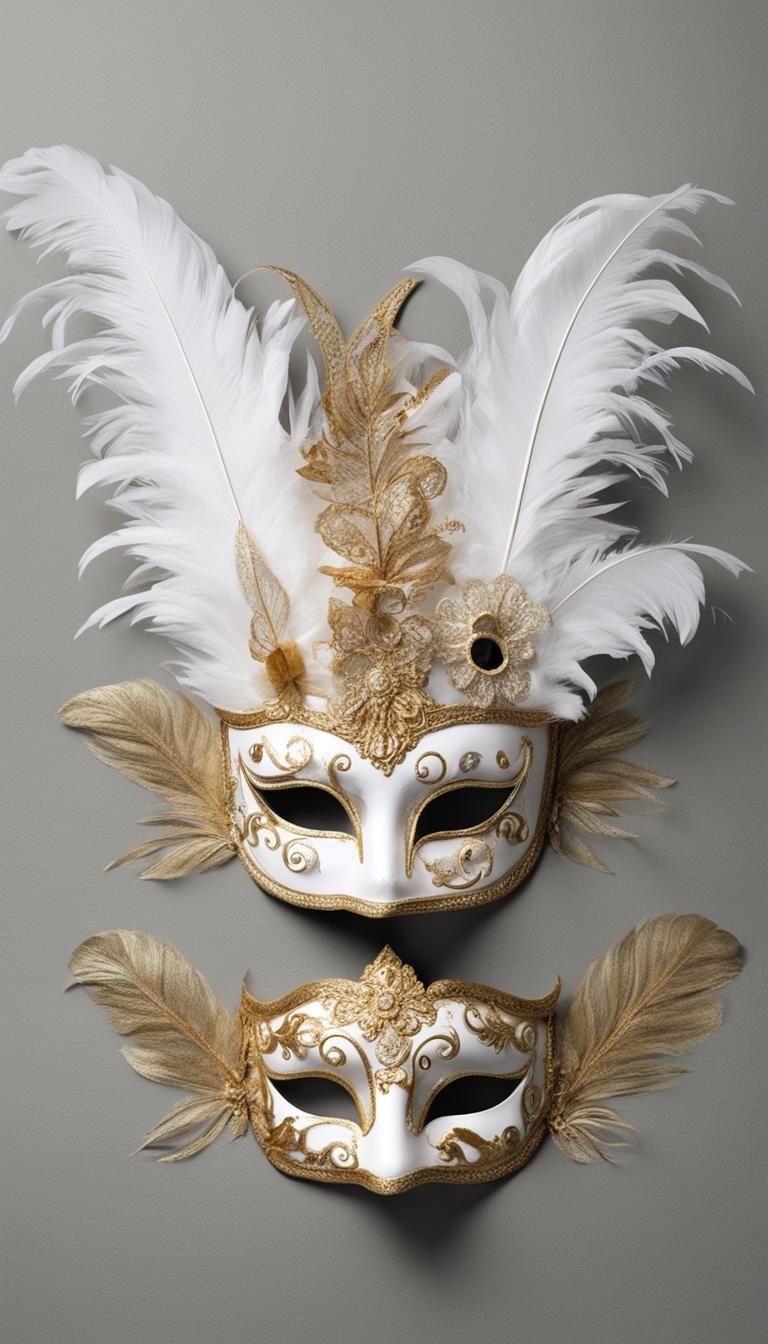 Elegant Venetian Masks with Feathers