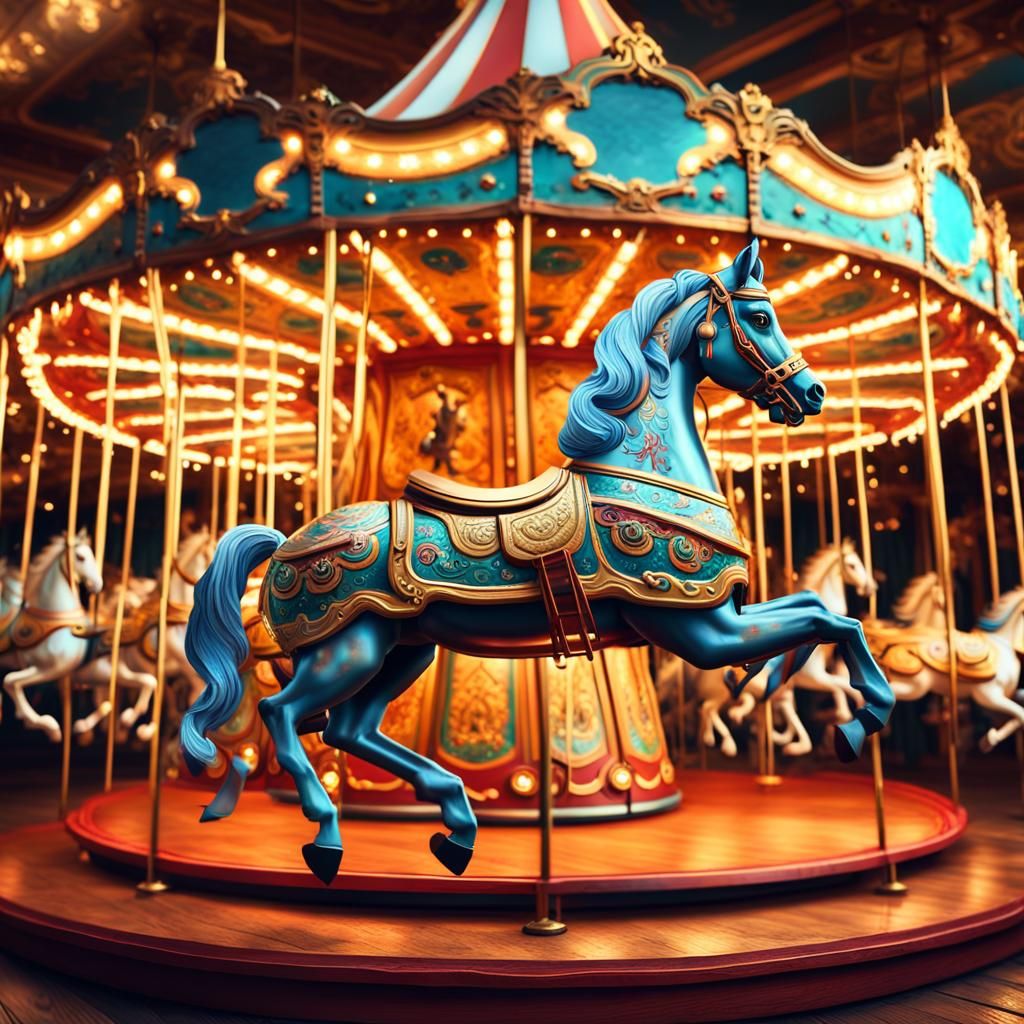 Colorful Carousel Horse in Dreamlike Fantasy Art