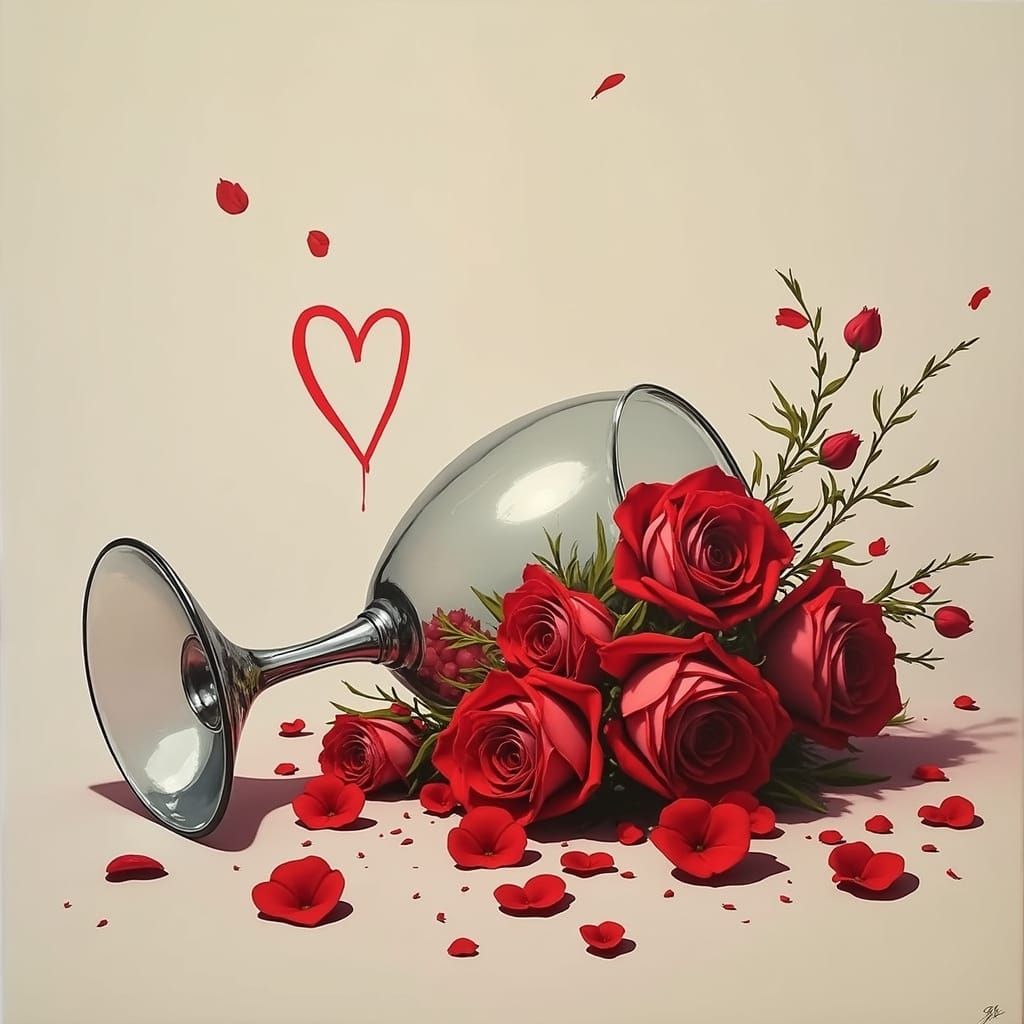 Romantic Neo-Impressionist Heart Blooms with Roses