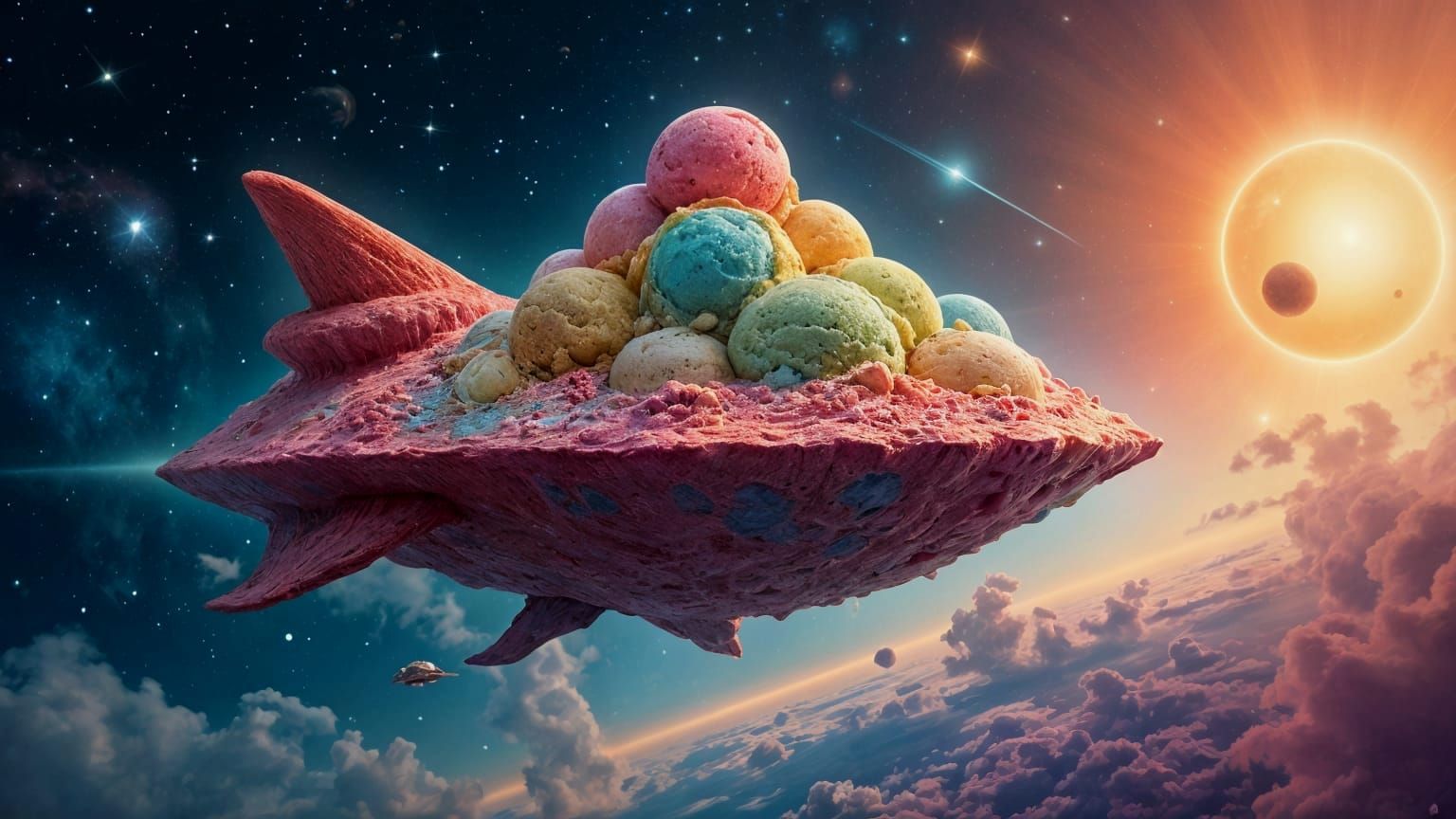 Ice Cream Spaceship in Surreal Galaxy
